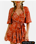 AIMCOO Womens Summer Flared Sleeve Romper