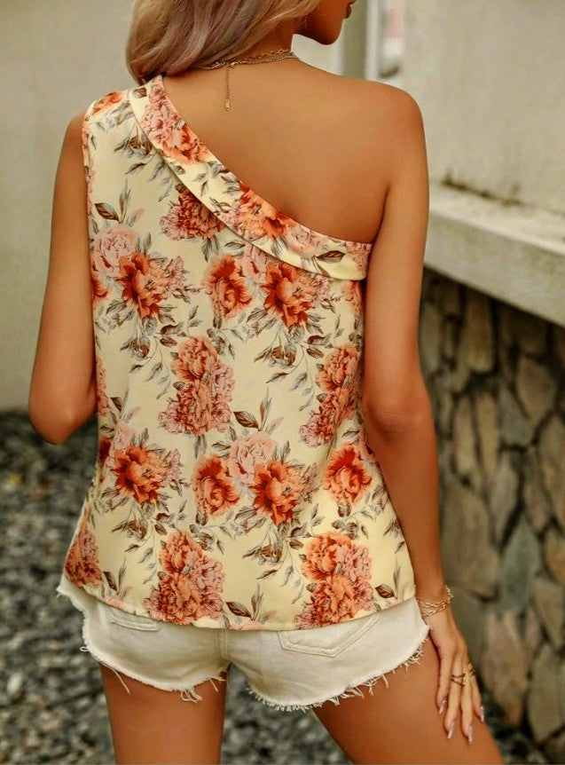 OYOANGLE Women's Floral Bow Tie Boho Blouse